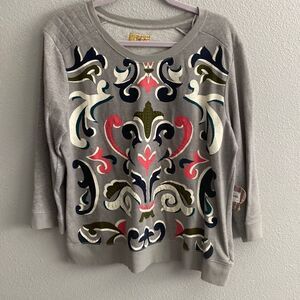 NWT- Princess Vera Wang- grey stiched sweater- Size X Large